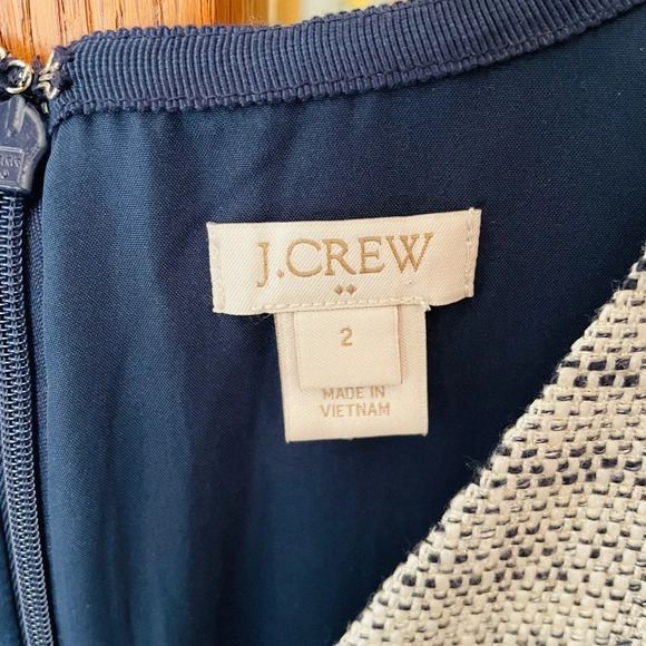 J.Crew Factory sleeveless tweed & eyelet dress wedding guest SZ 2 gray navy - Picture 5 of 11